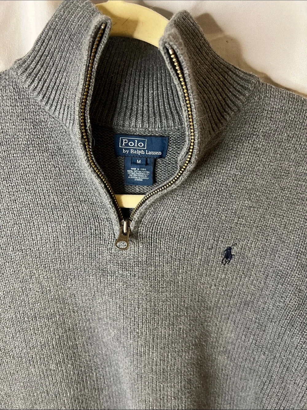 Ralph Lauren Gray Half-Zip Mock Neck Sweater with Polo Logo Size M (8-10)